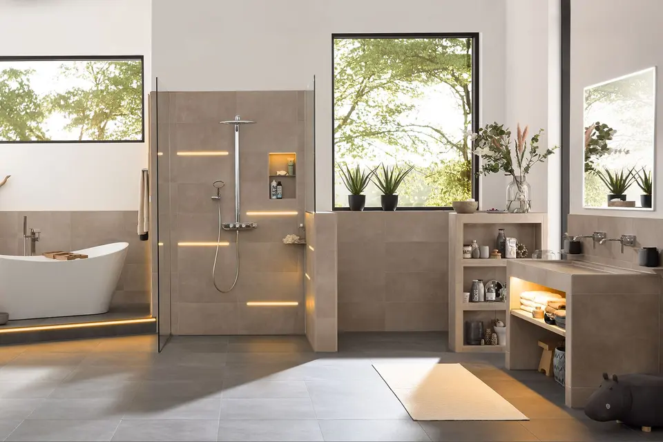 Bagno realizzato con sistemi Schl&uuml;ter-Systems